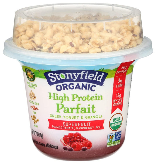 Stonyfield Superfruit High Protein Parfait Greek Yogurt and Granola 7oz