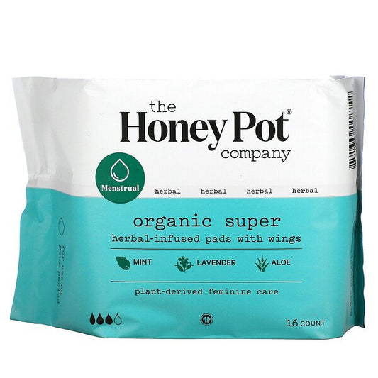 The Honey Pot Organic Cotton Herbal Super Pads 16c